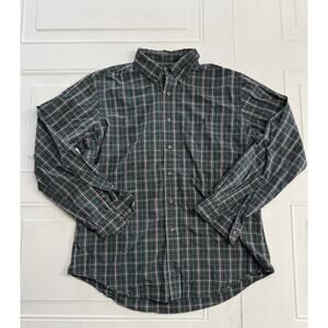 Ralph Lauren Button Down Shirt Mens Large Custom Fit Long Sleeve Green Plaid